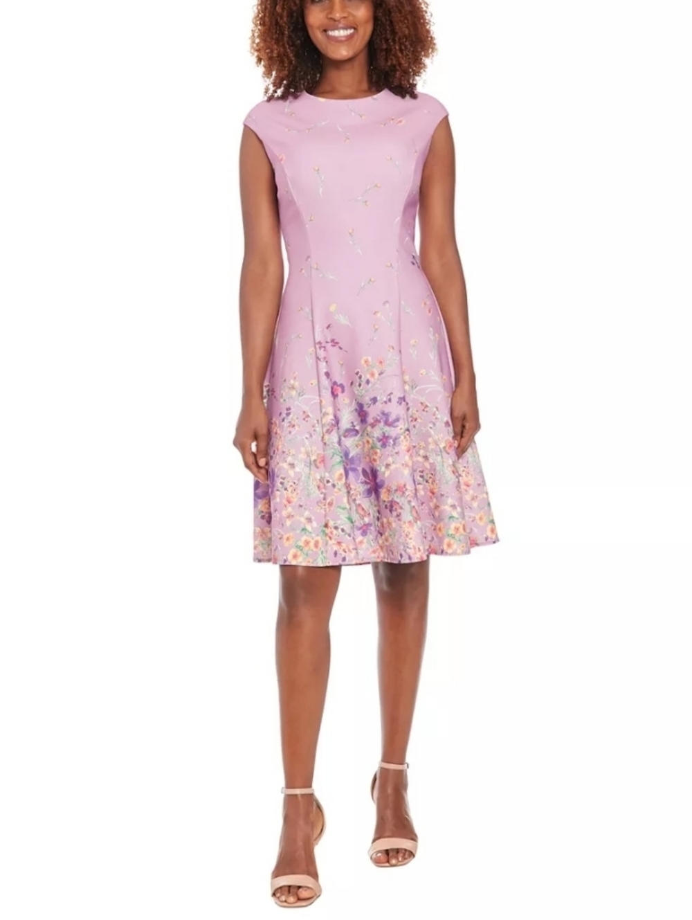 Women's London Times Cap Sleeve Fit & Flare Dress